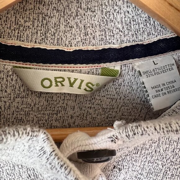 Orvis Pullover Mens Gray Size Large Cotton Blend Quarter Button Gorpcore Outdoor - Picture 2 of 15